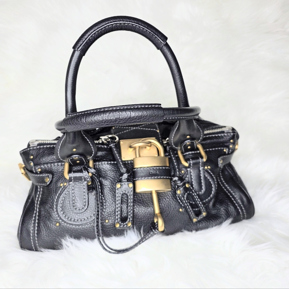 Chloe Paddington Vintage Satchel Grained Calfskin Leather Bag